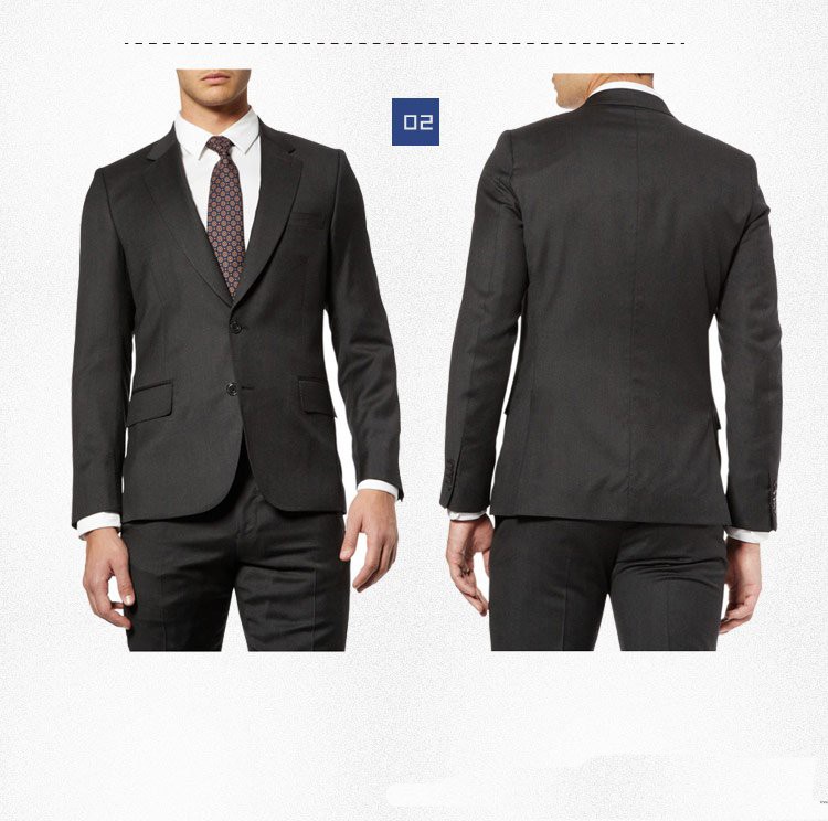 男士短款修身黑色西服定制